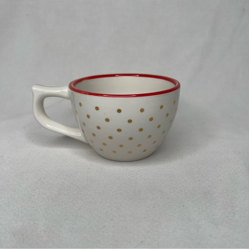 Harry And David Red Rim Gold Polka For Coffee Cup Tea For One Cottage